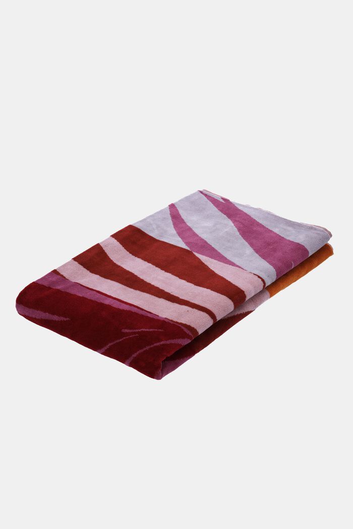 Striped towel with palm leaf, ROSE, detail image number 1