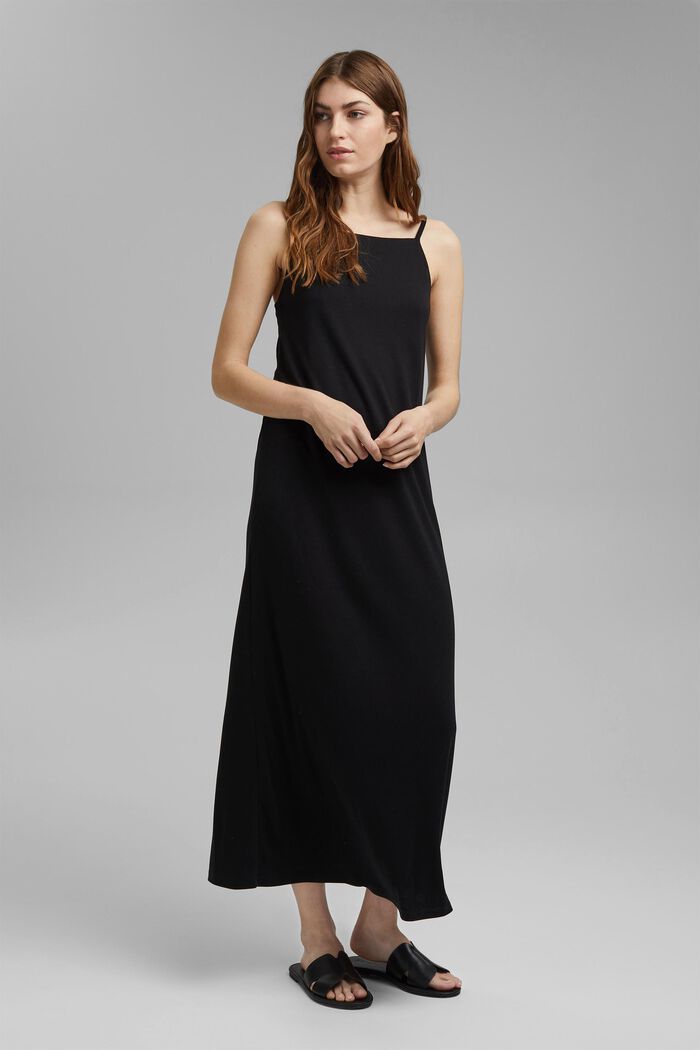 Made of TENCEL™: Jersey dress with back neckline, BLACK, detail image number 0