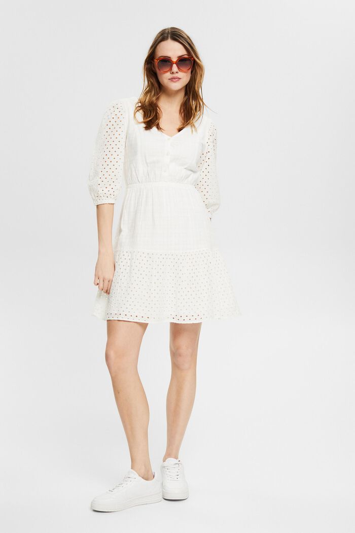 Flared dress with broderie anglaise