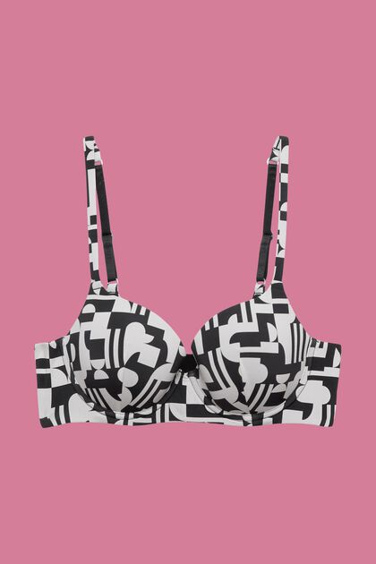 Padded and underwired bra with geo print