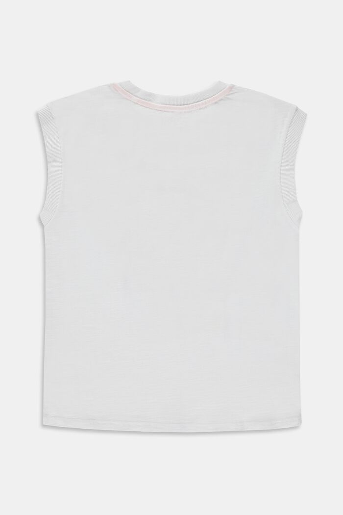 Front Print Sleeveless T-Shirt, WHITE, detail image number 1