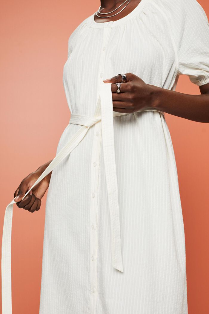 Midi shirt dress with a tie belt, cotton blend, WHITE, detail image number 2