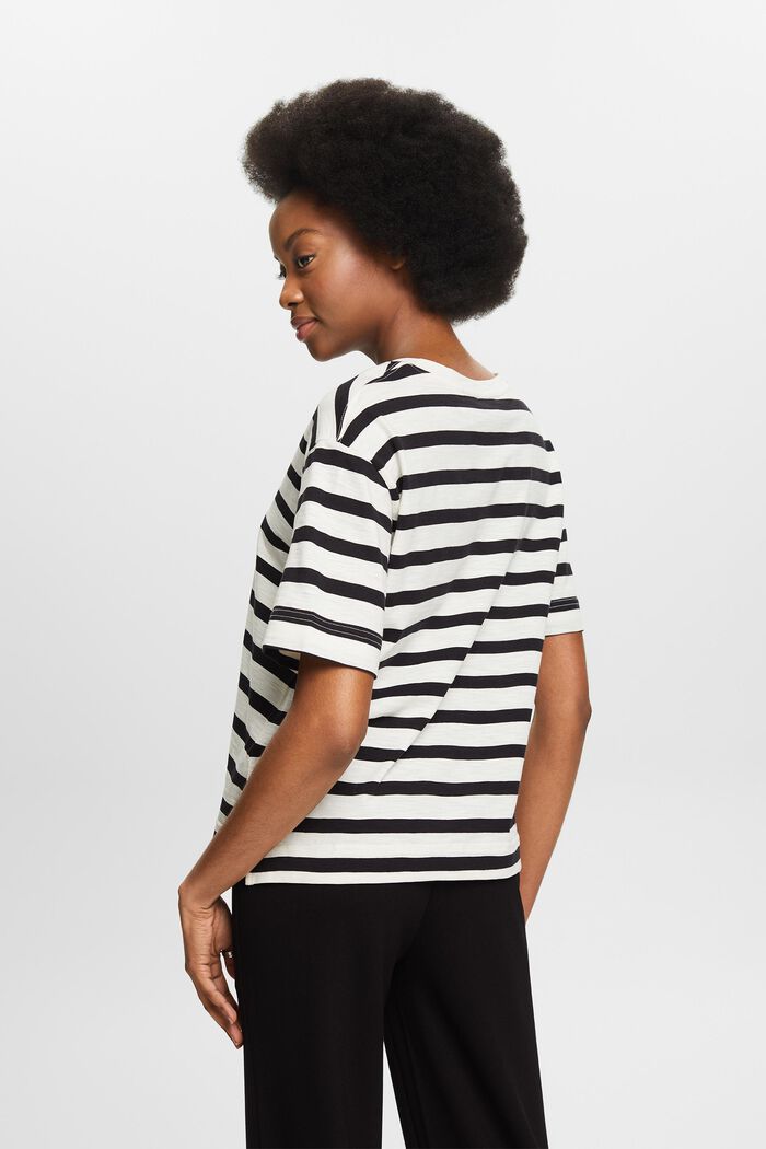 Striped V-Neck T-Shirt, BLACK, detail image number 2