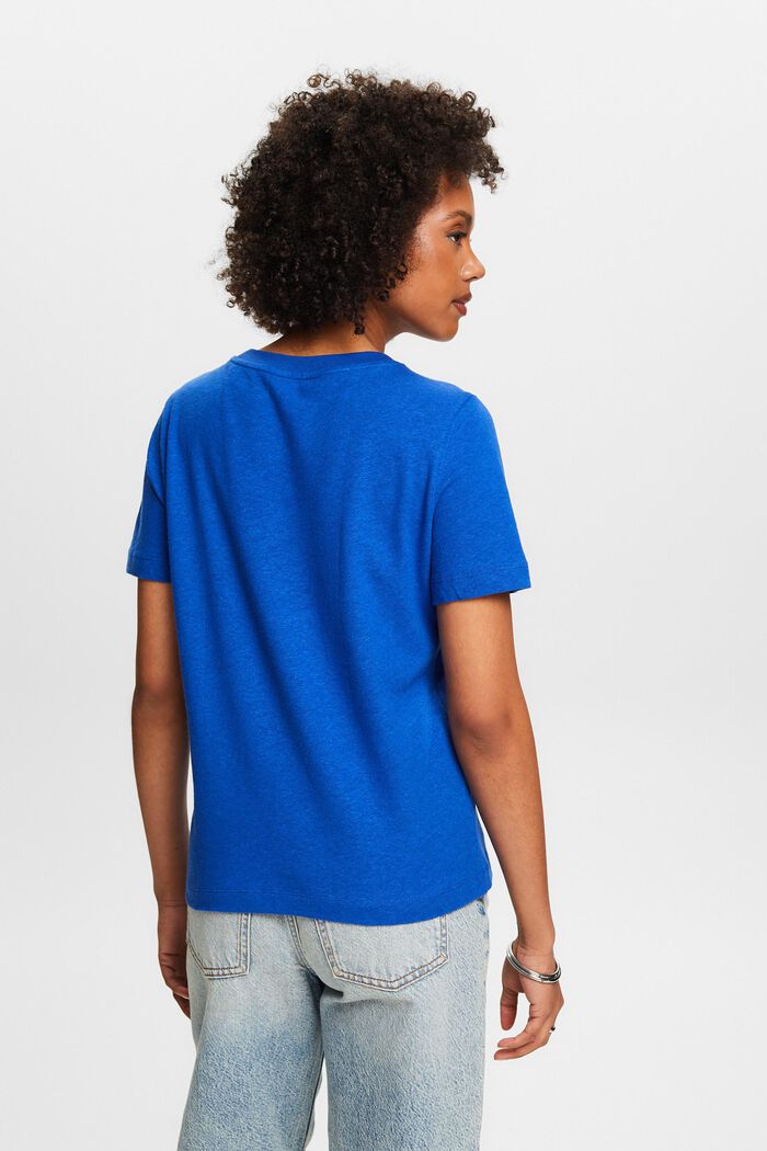 Cotton-Linen T-Shirt, BRIGHT BLUE, detail image number 2