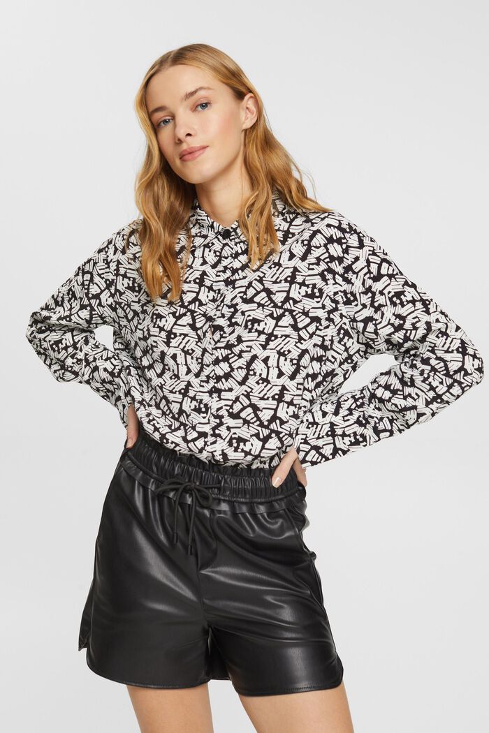 Patterned crepe blouse, BLACK, detail image number 0