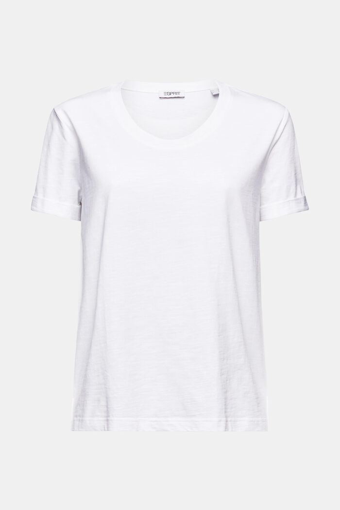Scoop Neck Slub T-Shirt, WHITE, detail image number 5