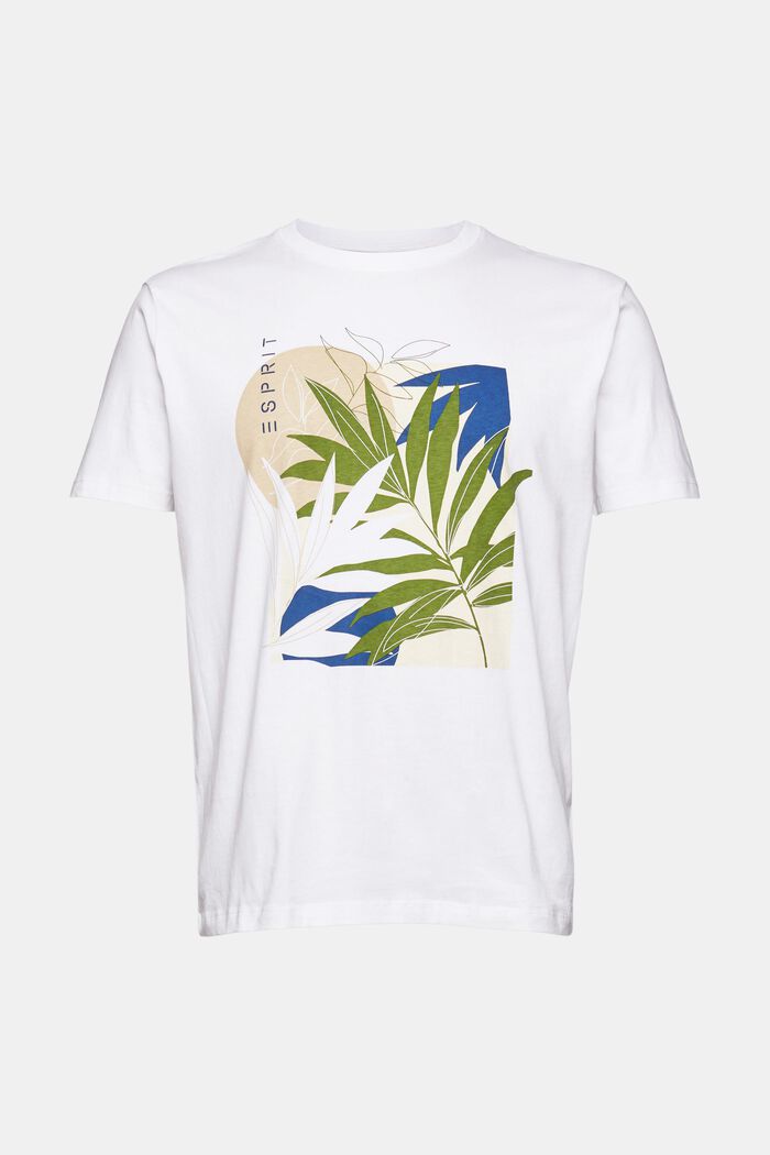 Jersey T-shirt with a plant print, WHITE, detail image number 7