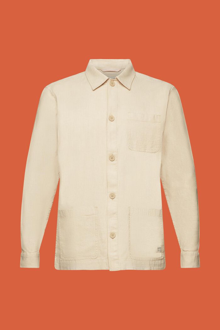 Herringbone shirt, linen blend, SAND, detail image number 5