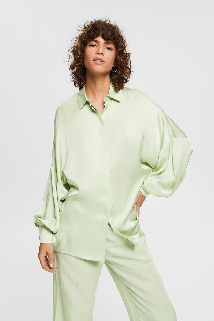 Satin blouse, PASTEL GREEN, overview