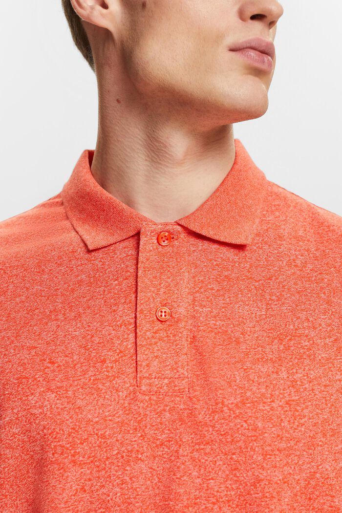 Melange Polo Shirt, BRIGHT ORANGE, detail image number 3