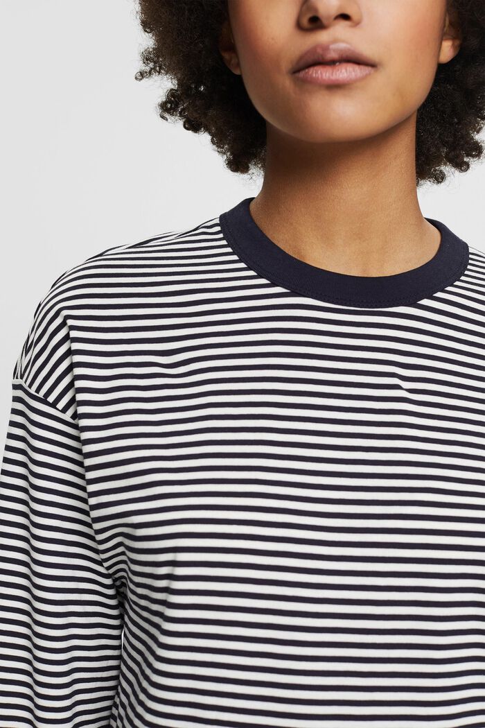 Striped long sleeve top made of organic cotton, NAVY, detail image number 2