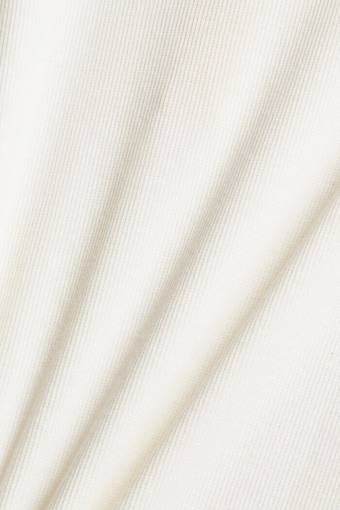Ribbed Henley top, organic cotton blend, OFF WHITE, detail image number 4