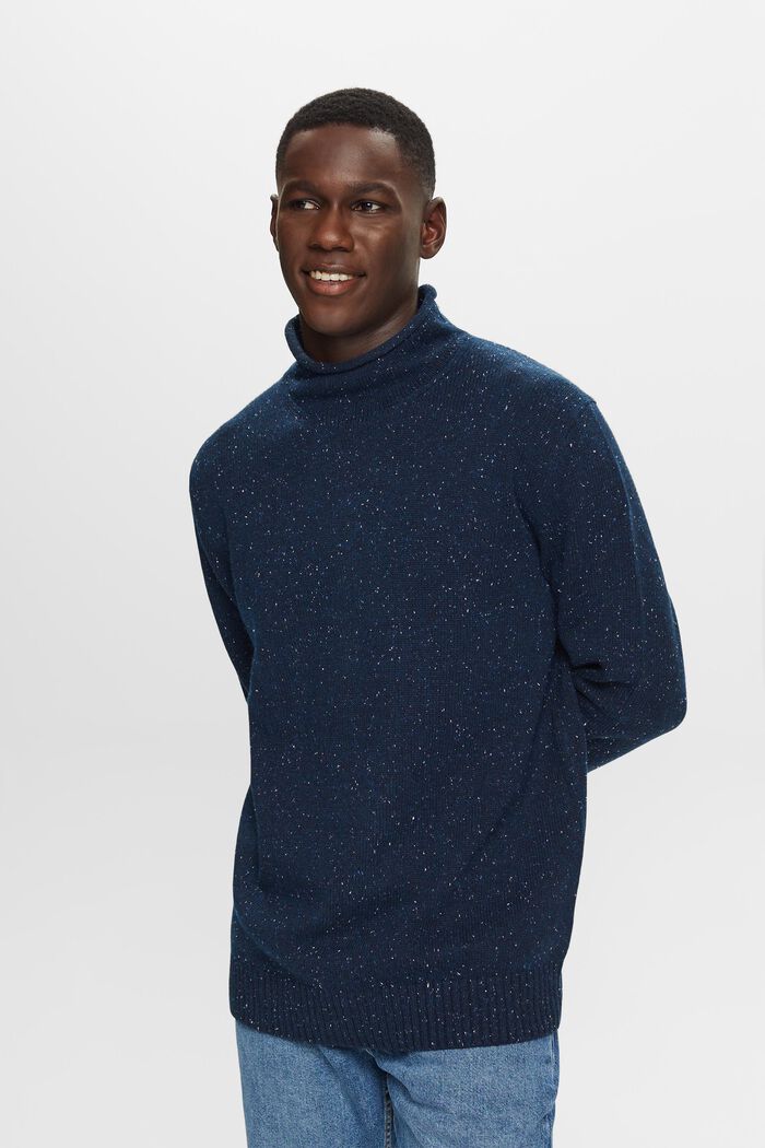 Wool-Blend Mockneck Sweater, PETROL BLUE, detail image number 2