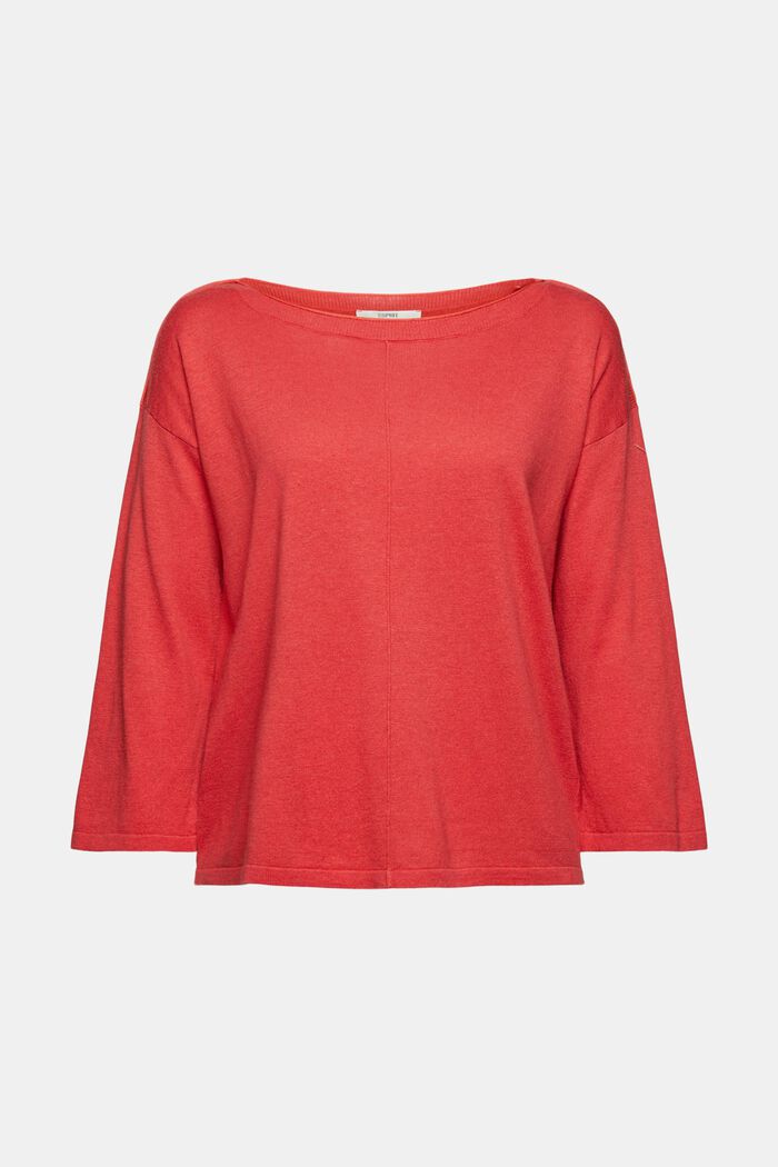 Knit jumper with linen, RED, detail image number 2