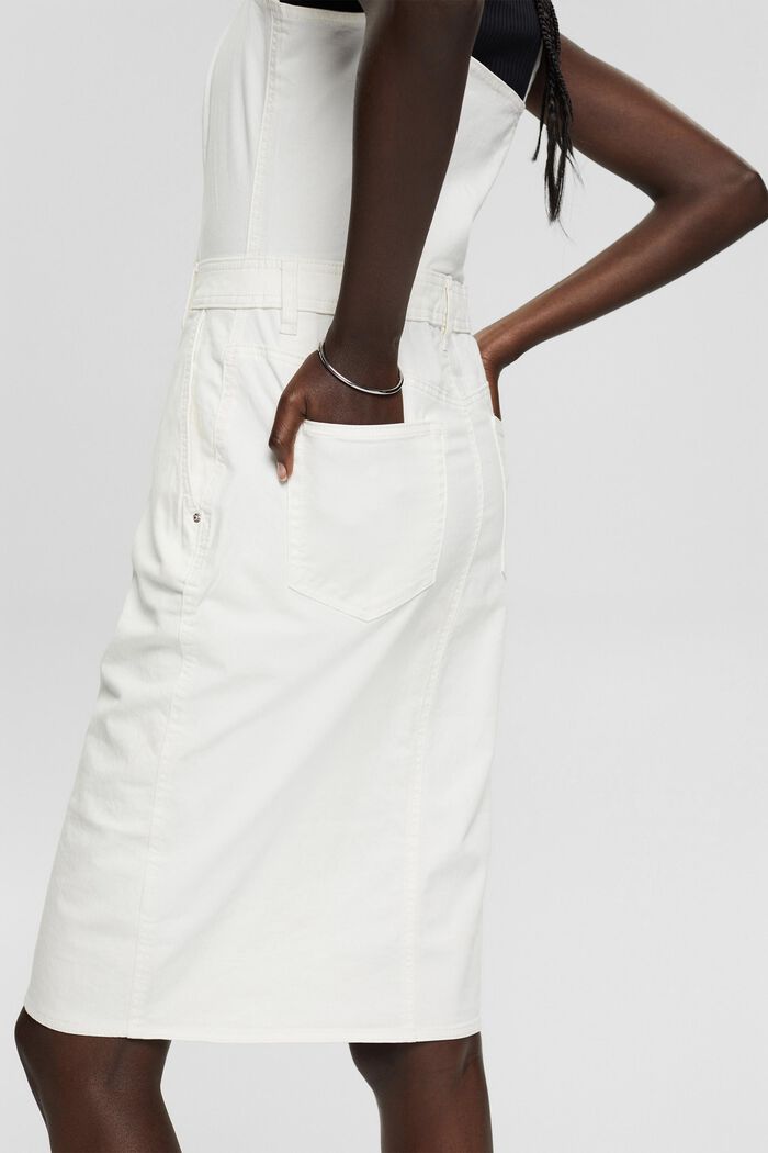 Stretch cotton pinafore, OFF WHITE, detail image number 4