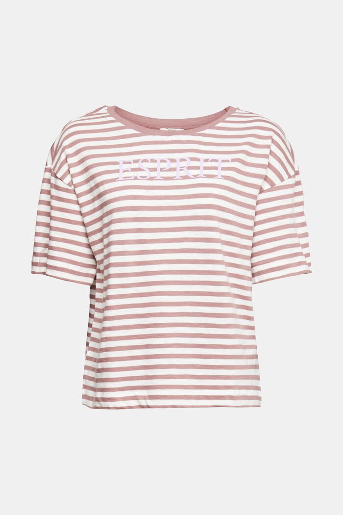 Logo print striped T-shirt, MAUVE, overview