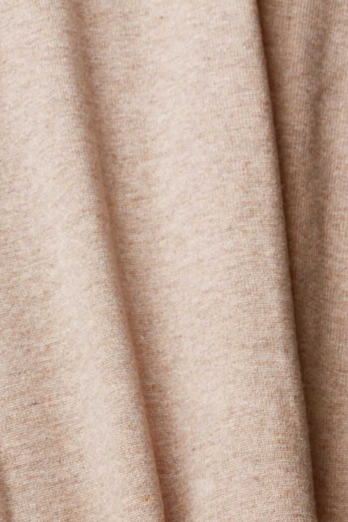 Roll neck wool blend jumper with cashmere, LIGHT TAUPE, detail image number 5