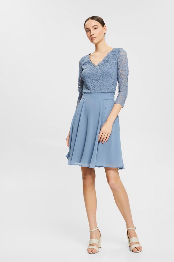 Recycled: dress with lace top, GREY BLUE, detail image number 5