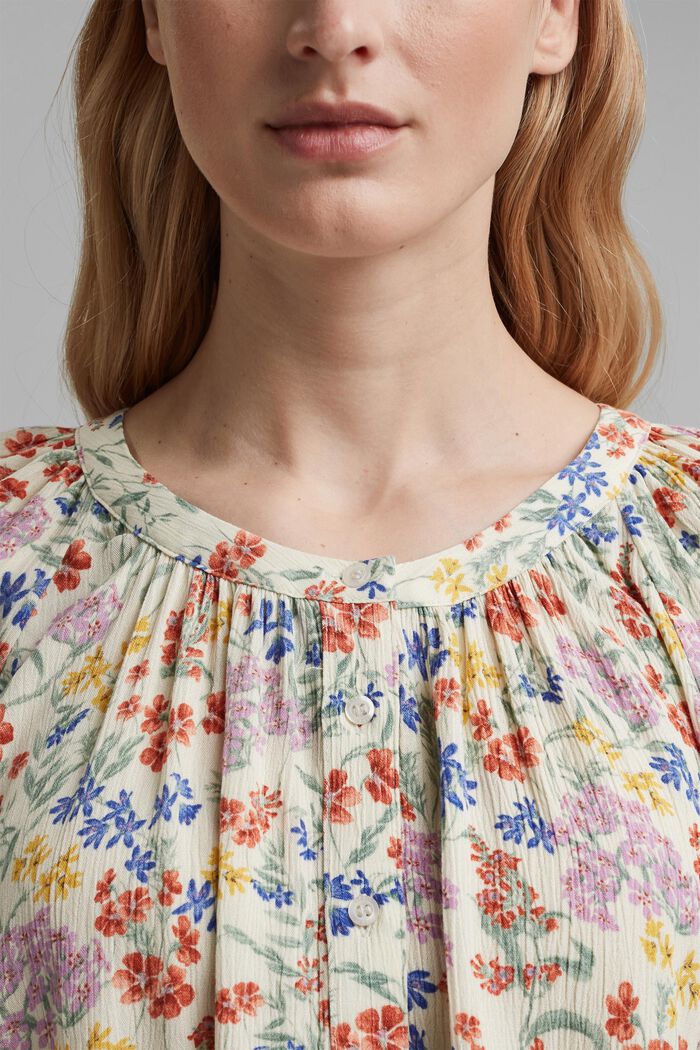 Crinkle blouse with a mille-fleurs print, OFF WHITE, detail image number 2
