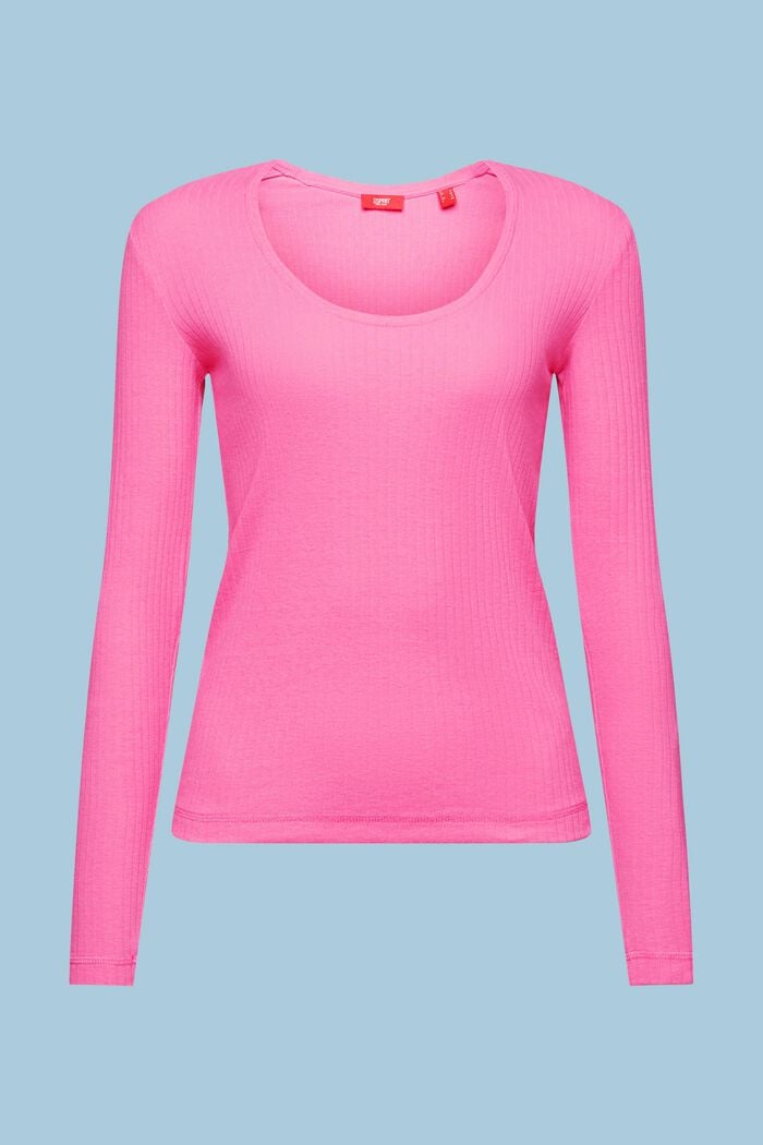Scoop Neck Pointelle T-Shirt, NEW PINK FUCHSIA, detail image number 6