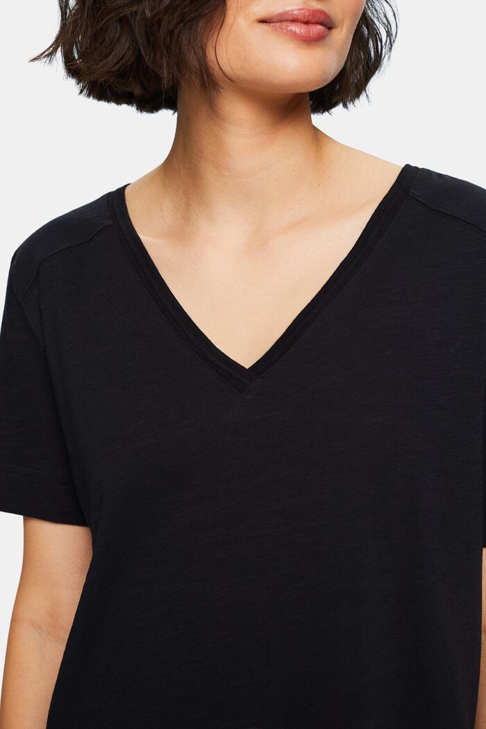 V-Neck Jersey T-Shirt, BLACK, detail image number 2
