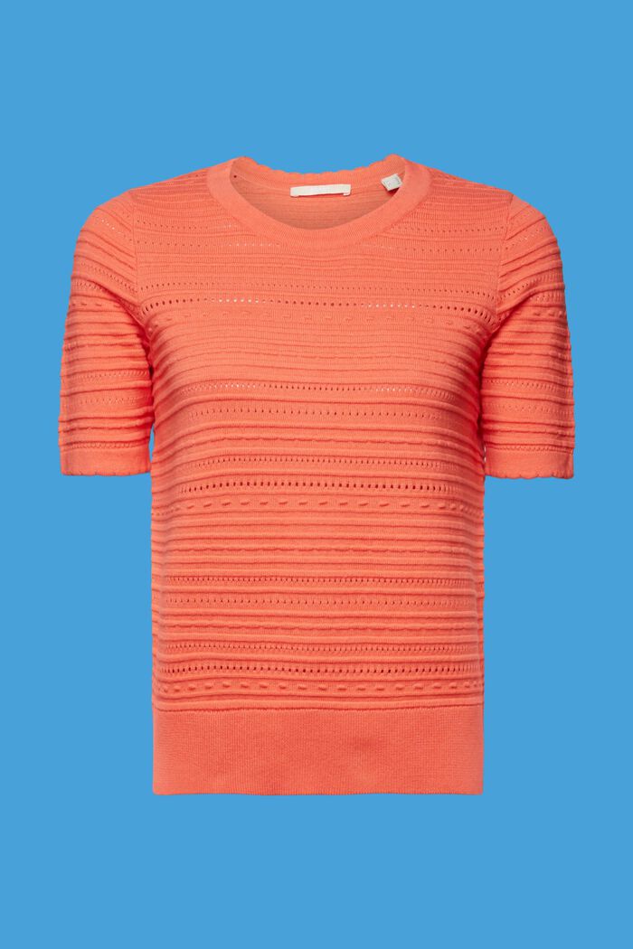 Short sleeve jumper, 100% cotton, CORAL ORANGE, detail image number 6