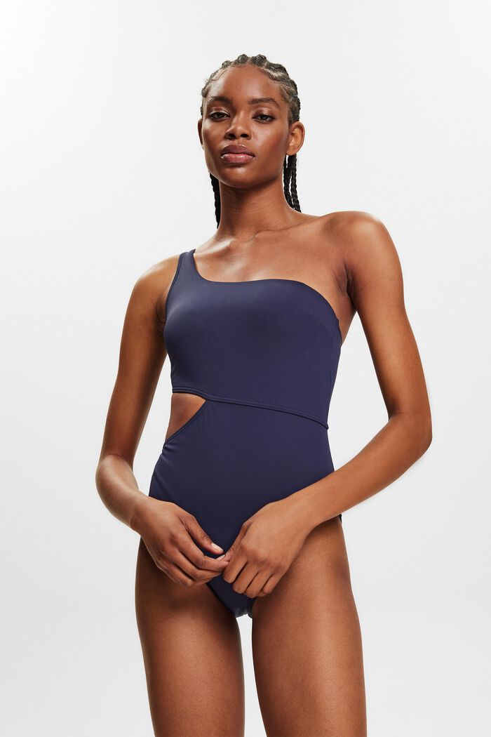 One-Shoulder Cutout Swimsuit, NAVY, detail image number 0