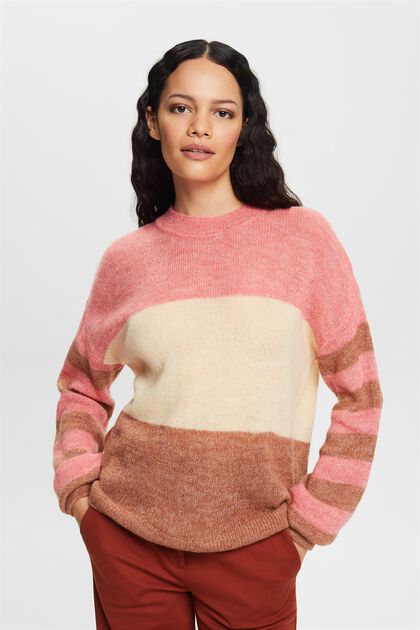 Colour block jumper, wool blend