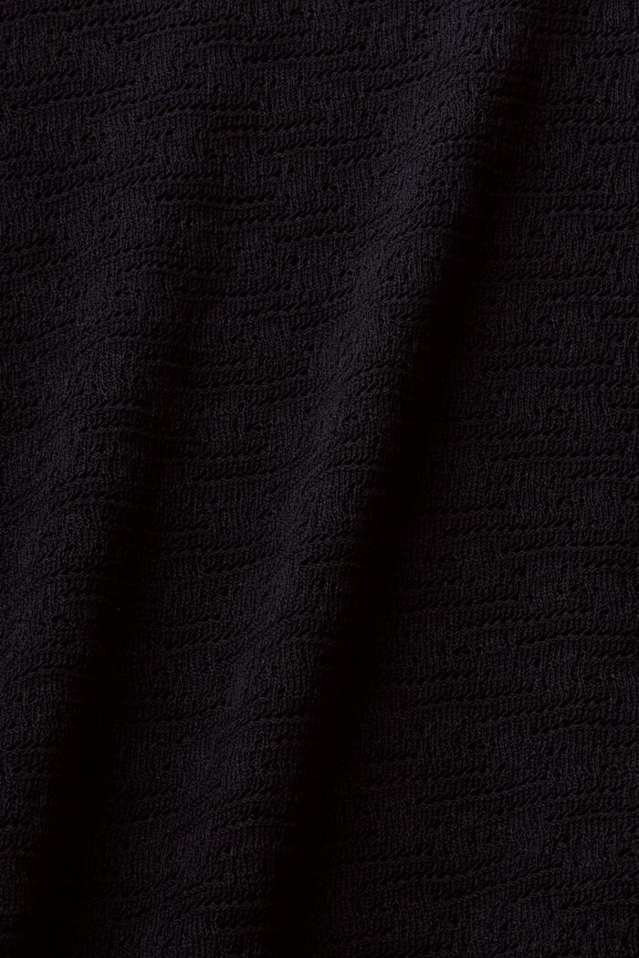 Pointelle Short-Sleeve Sweater, BLACK, detail image number 4