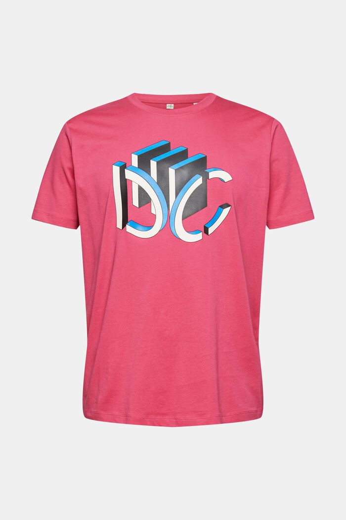 Jersey T-shirt with a graphic 3D logo print, DARK PINK, detail image number 2