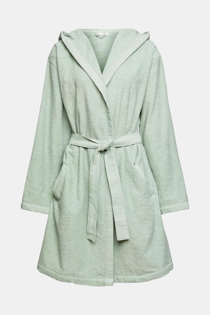 Bathrobe with a fixed tie-around belt, SOFT GREEN, detail image number 1