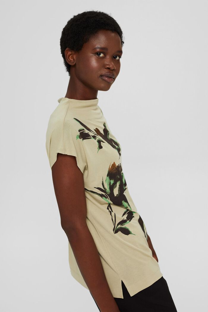 Floral T-shirt in TENCEL™ x REFIBRA™, DUSTY GREEN, detail image number 5