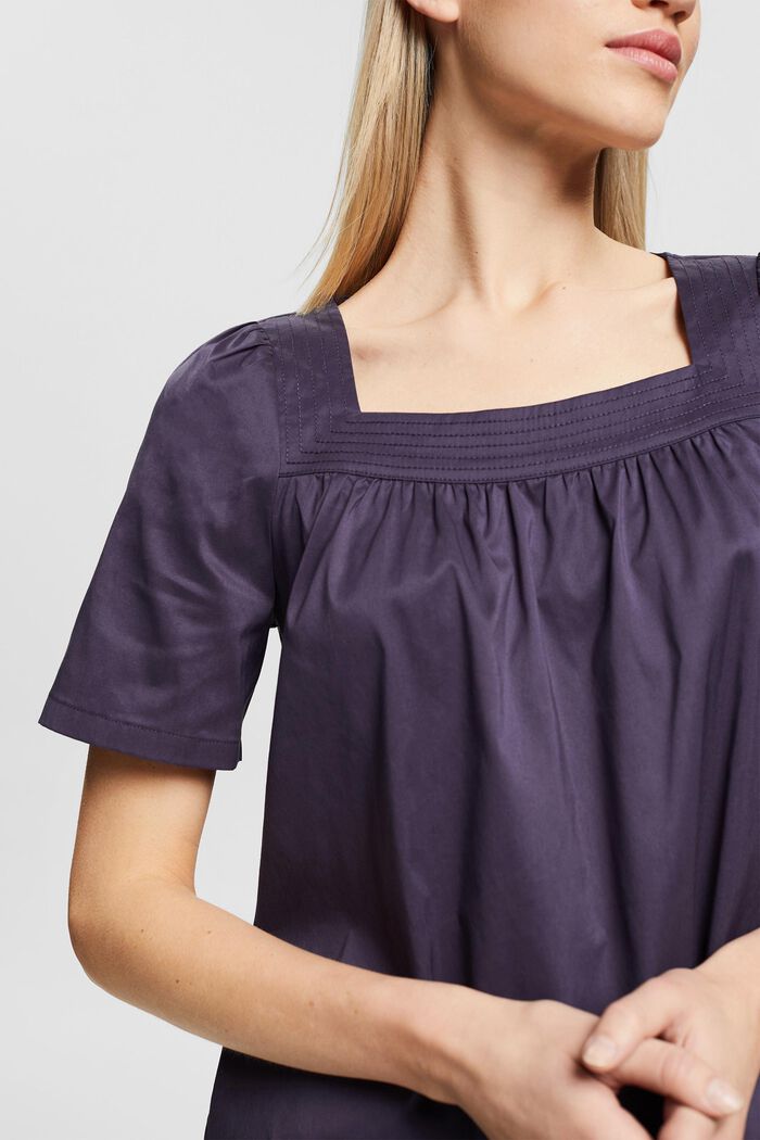 Short sleeve blouse with a square neckline, ANTHRACITE, detail image number 2