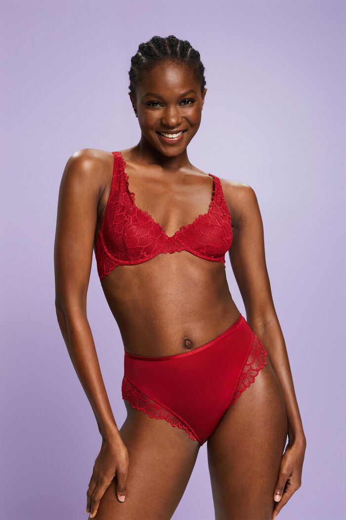 Underwire Lace Bra, RED, detail image number 0