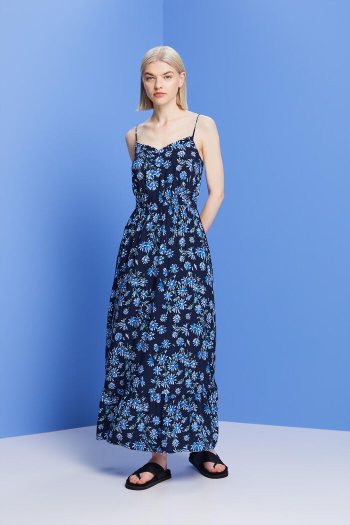 Patterned maxi dress, LENZING™ ECOVERO™, NAVY, detail image number 0
