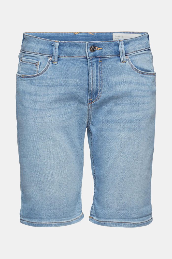 Denim shorts made of blended organic cotton, BLUE LIGHT WASHED, overview