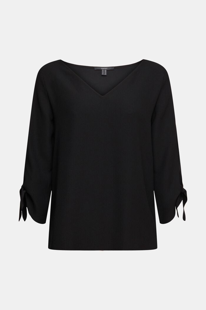 Stretch blouse with open edges, BLACK, detail image number 5