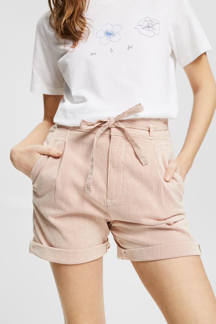 Striped shorts with a tie-around belt, TOFFEE, detail image number 2