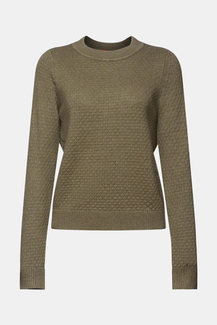 Textured knit jumper, cotton blend, KHAKI GREEN, detail image number 6