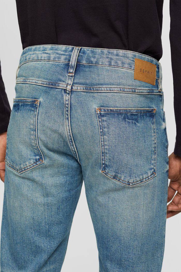 Stonewashed slim fit jeans, organic cotton, BLUE MEDIUM WASHED, detail image number 4