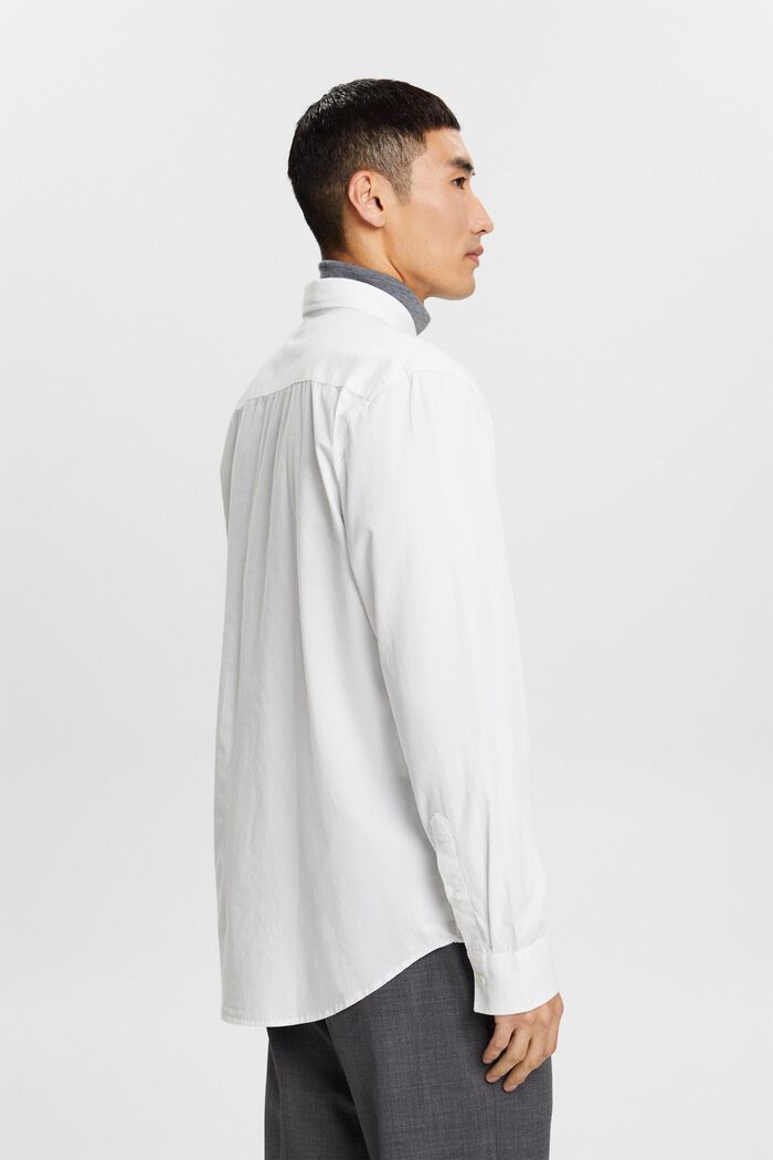 Poplin button-down shirt, 100% cotton, WHITE, detail image number 3