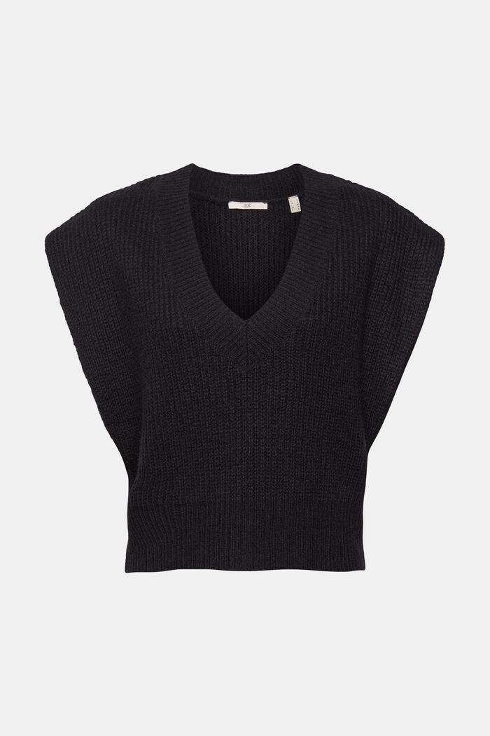 Sleeveless wool blend jumper, BLACK, detail image number 2