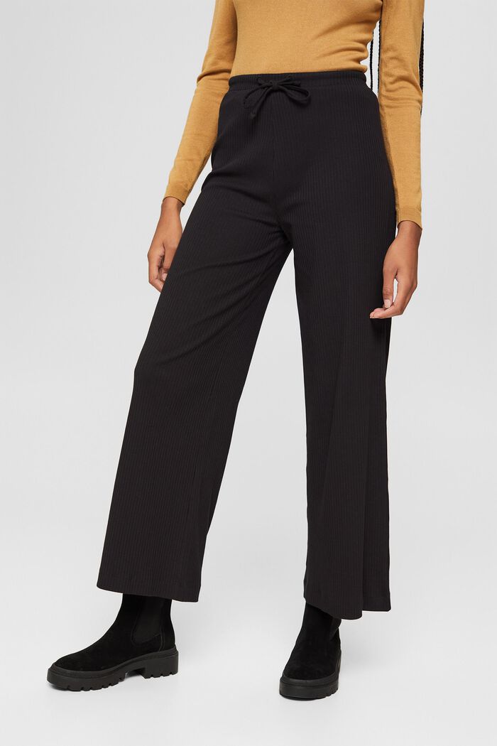 Wide-leg trousers made of organic cotton, BLACK, detail image number 0