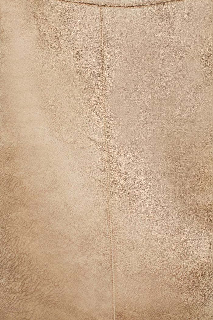 Wool blend: Faux shearling biker jacket, SAND, detail image number 4