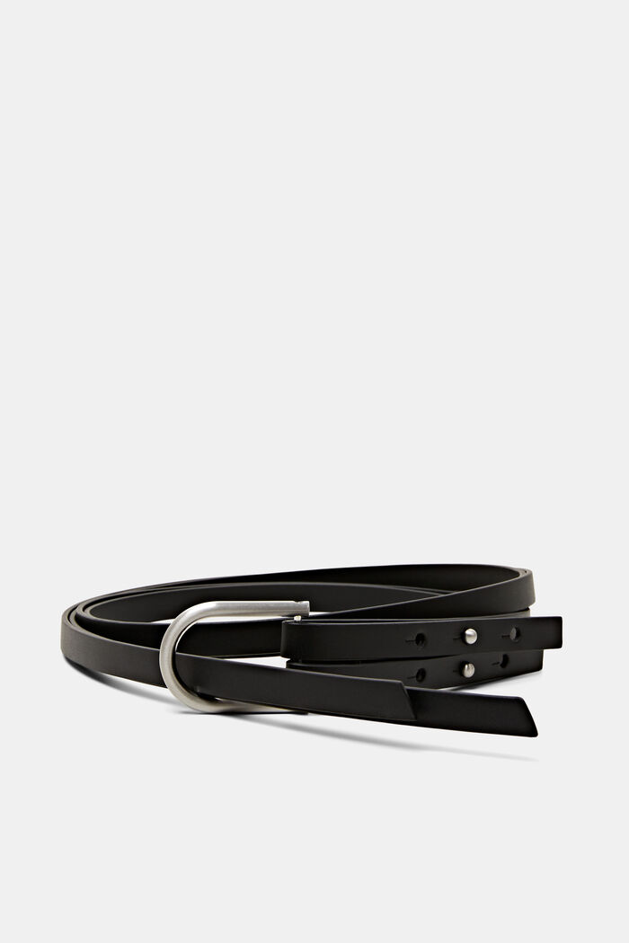 Genuine Leather Waist Belt, BLACK, detail image number 0