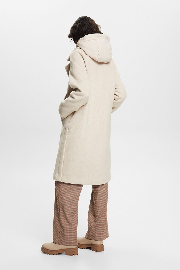 Padded Wool-Blend Coat With Detachable Hood, ICE, detail image number 3