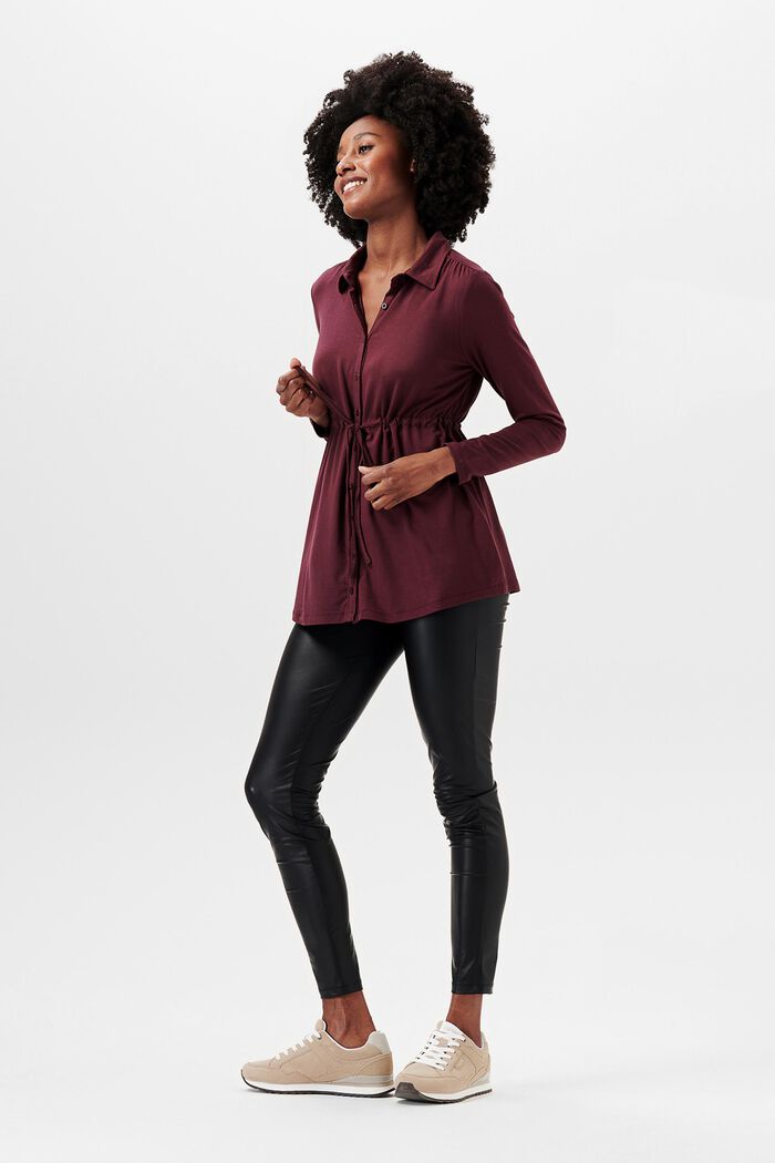Long-sleeved jersey blouse, LENZING™ ECOVERO™, PLUM BROWN, detail image number 1