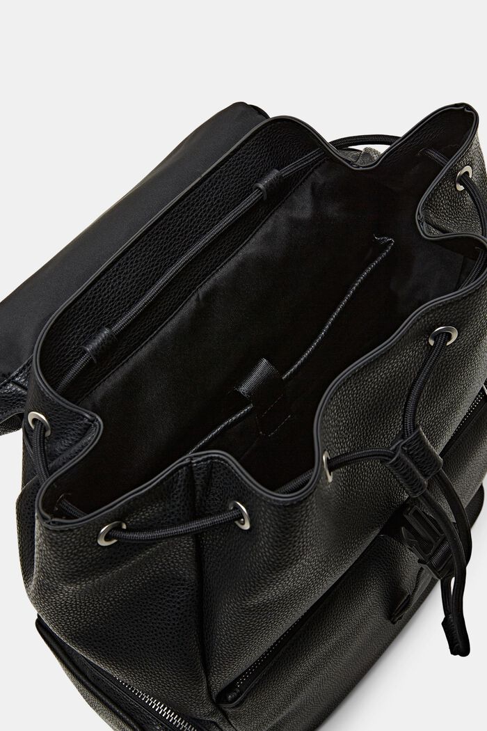 Vegan Leather Backpack, BLACK, detail image number 3