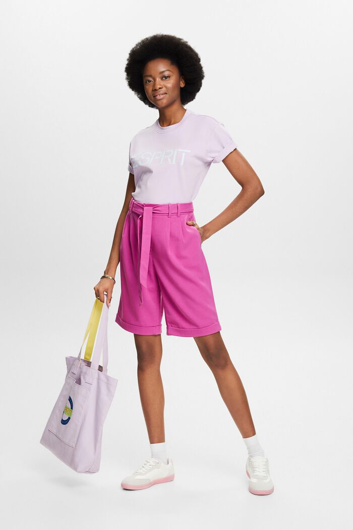 Bermuda shorts with waist pleats, PINK FUCHSIA, detail image number 5