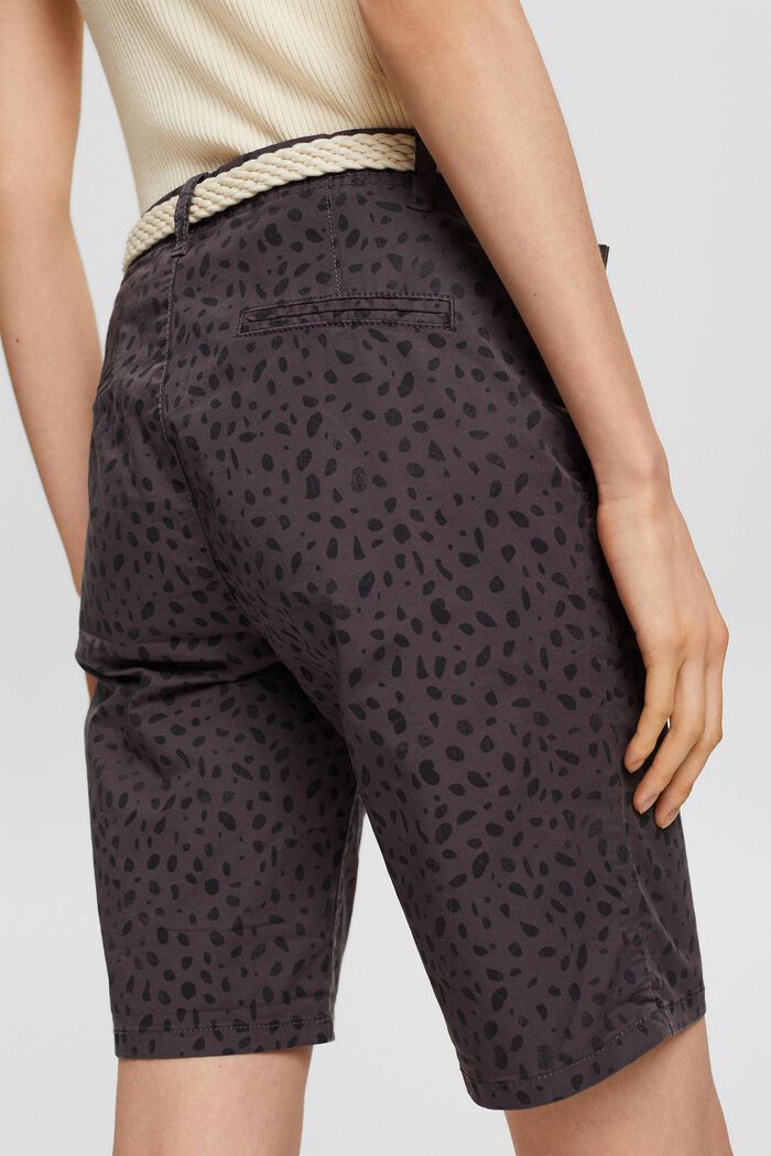 Patterned shorts with a belt, BLACK, detail image number 6